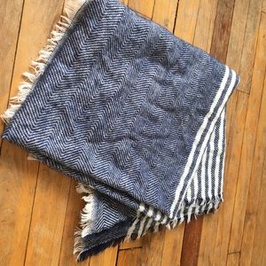 Altar’d State Navy White Woven Blanket Scarf